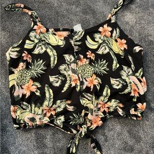 Black Floral Crop TankTop